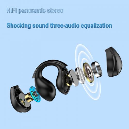 Hot-selling LED digital power display type c tws earphone ear clip button control wireless earbuds