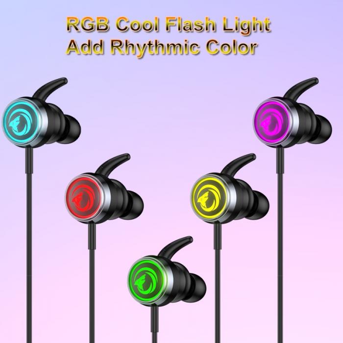 Unique RGB Flash Light Type C Plug Mobile Gaming Earphone Dual Microphone Wired Headphones