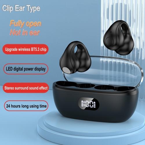 Hot-selling LED digital power display type c tws earphone ear clip button control wireless earbuds