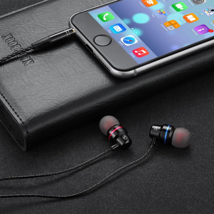 3.5mm Jack Wired Earphones with Mic Volume Control Metal In-Ear Headphones