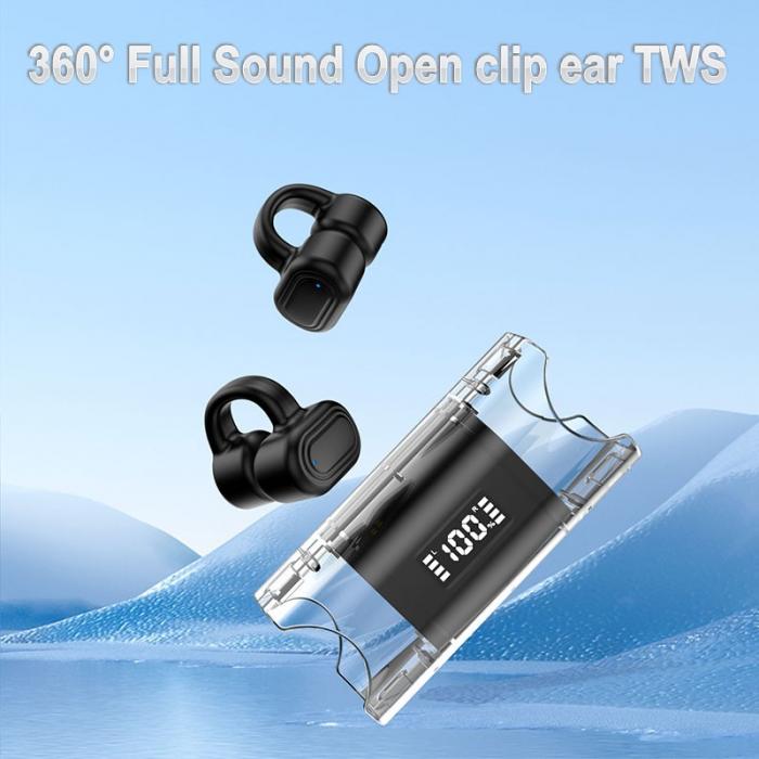 Open sound ear clip wireless bluetooth tws headset led power display 7 hours long playtime