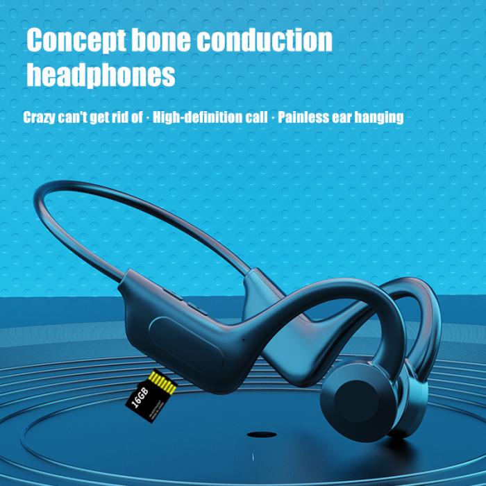 Black technology bone conduction concept headphones support TF card bone earphone